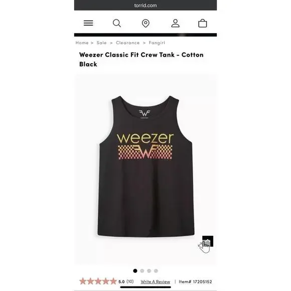 Weezer Classic Fit Cotton Tank Top from Torrid, size 1 (or 1X) - Picture 3 of 3